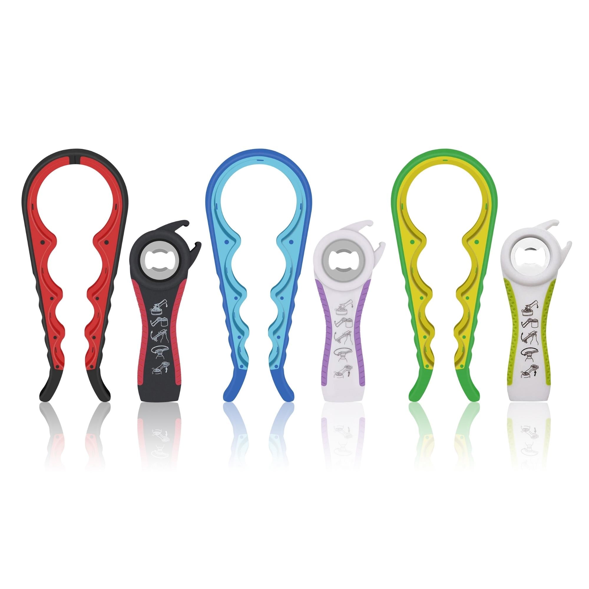 5 in 1 Multi Function Can and Jar Opener Bottle Opener Kit with Silicone Handle