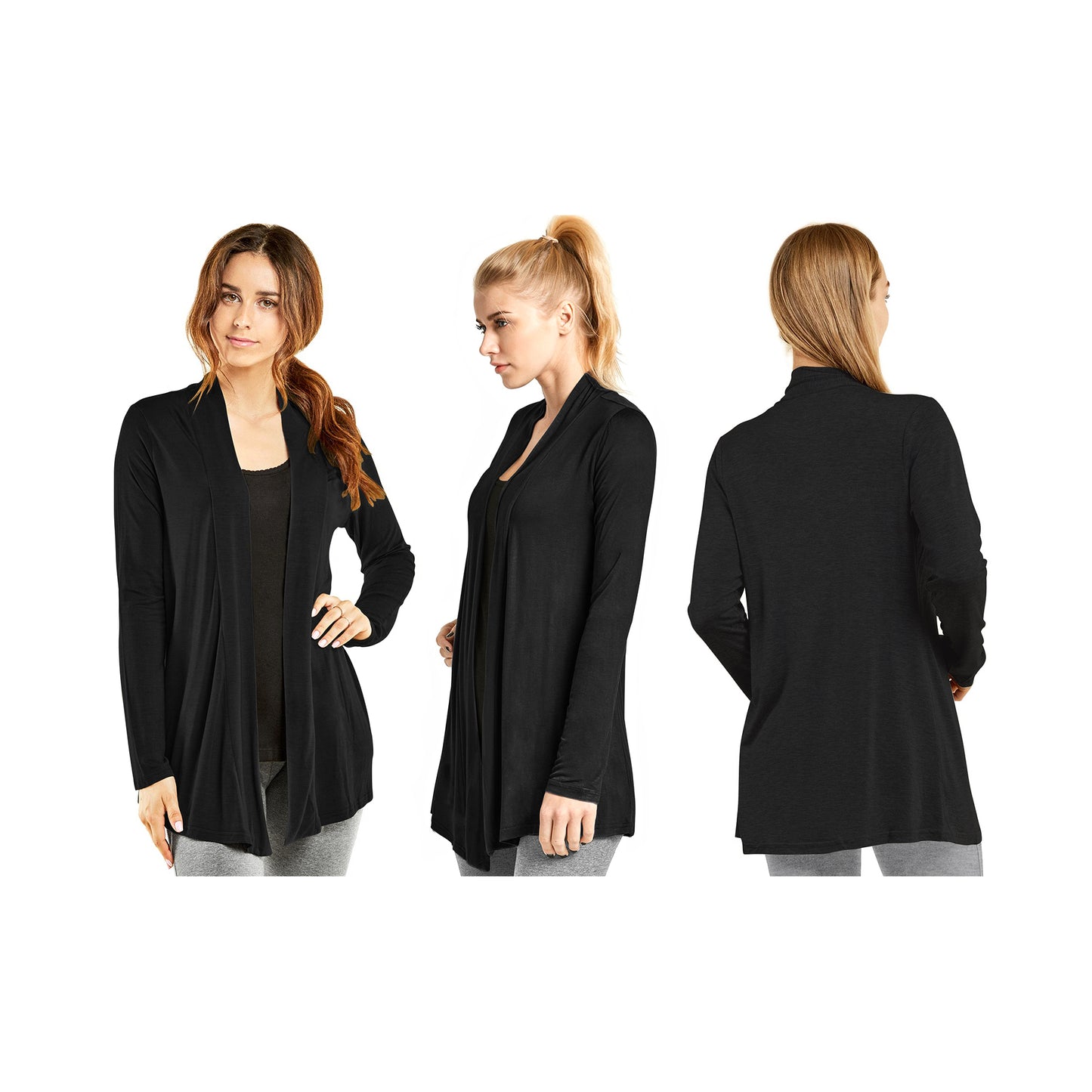 Women's Casual Long Sleeve Open Front Lightweight Drape Cardigan