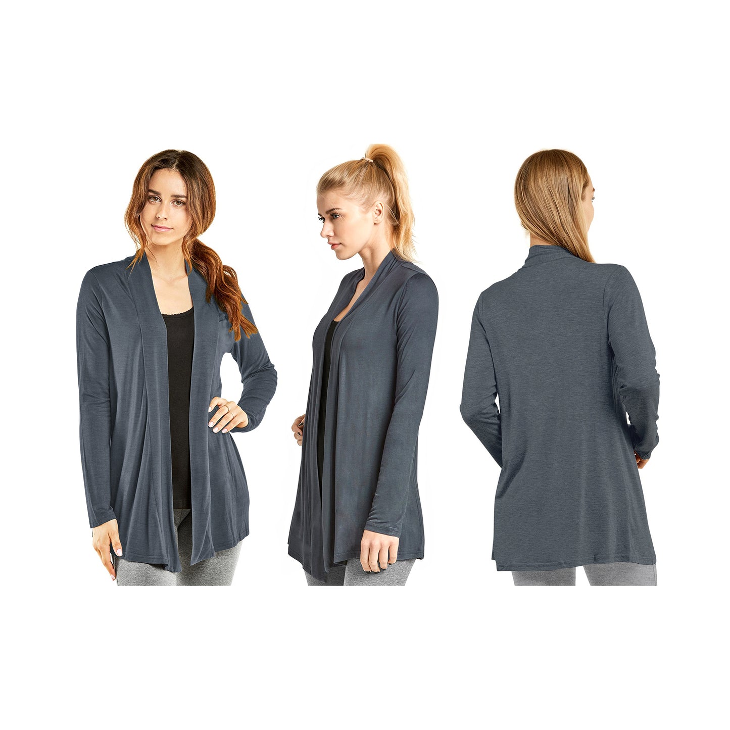 Women's Casual Long Sleeve Open Front Lightweight Drape Cardigan