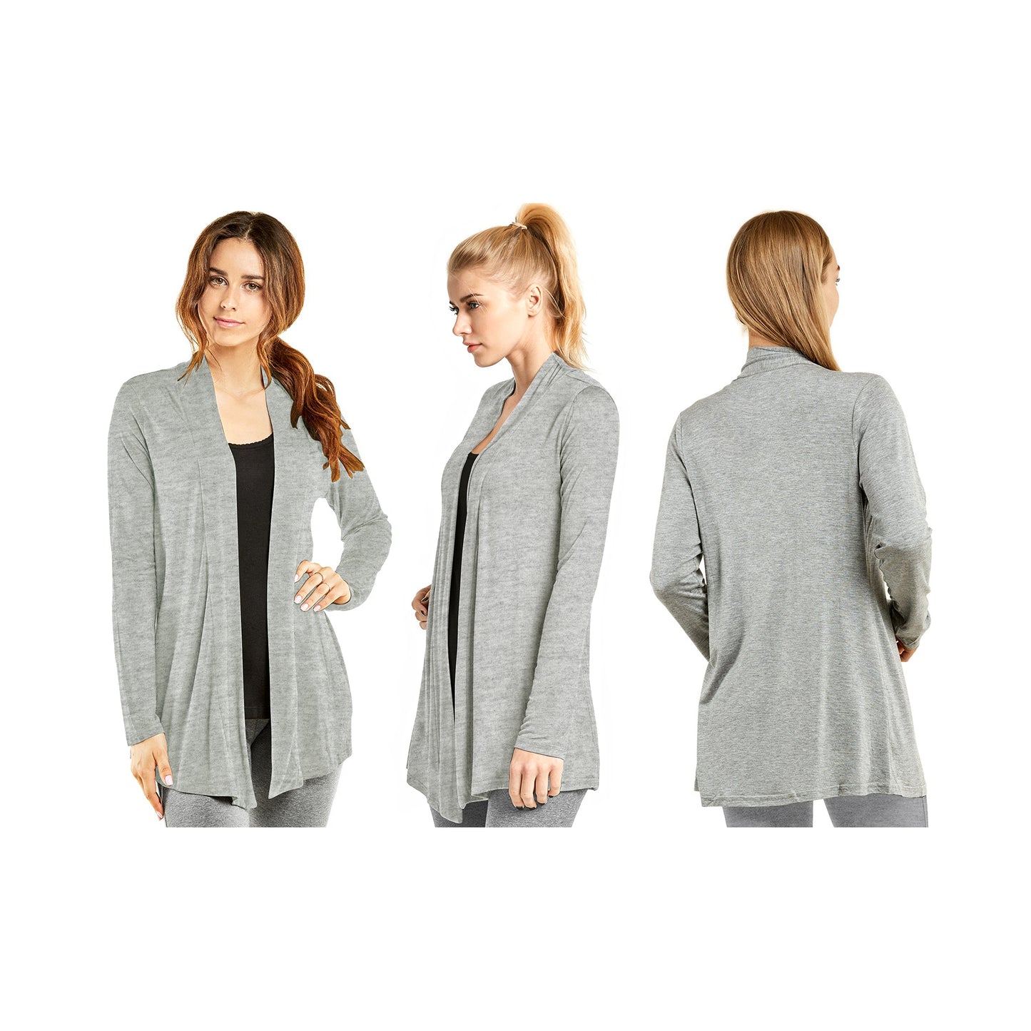 Women's Casual Long Sleeve Open Front Lightweight Drape Cardigan