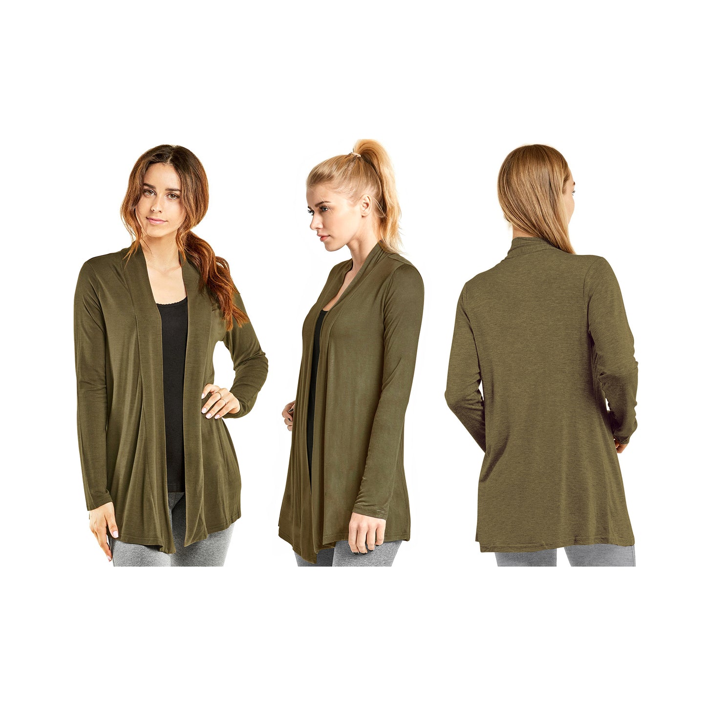 Women's Casual Long Sleeve Open Front Lightweight Drape Cardigan