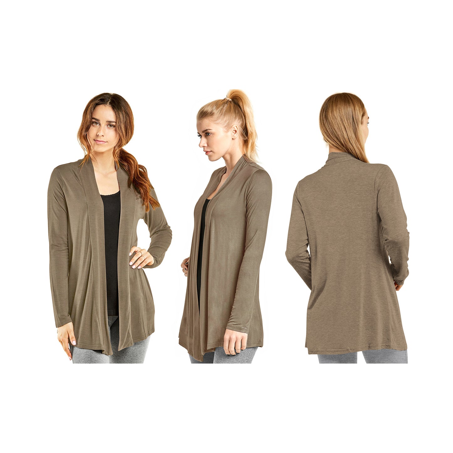 Women's Casual Long Sleeve Open Front Lightweight Drape Cardigan