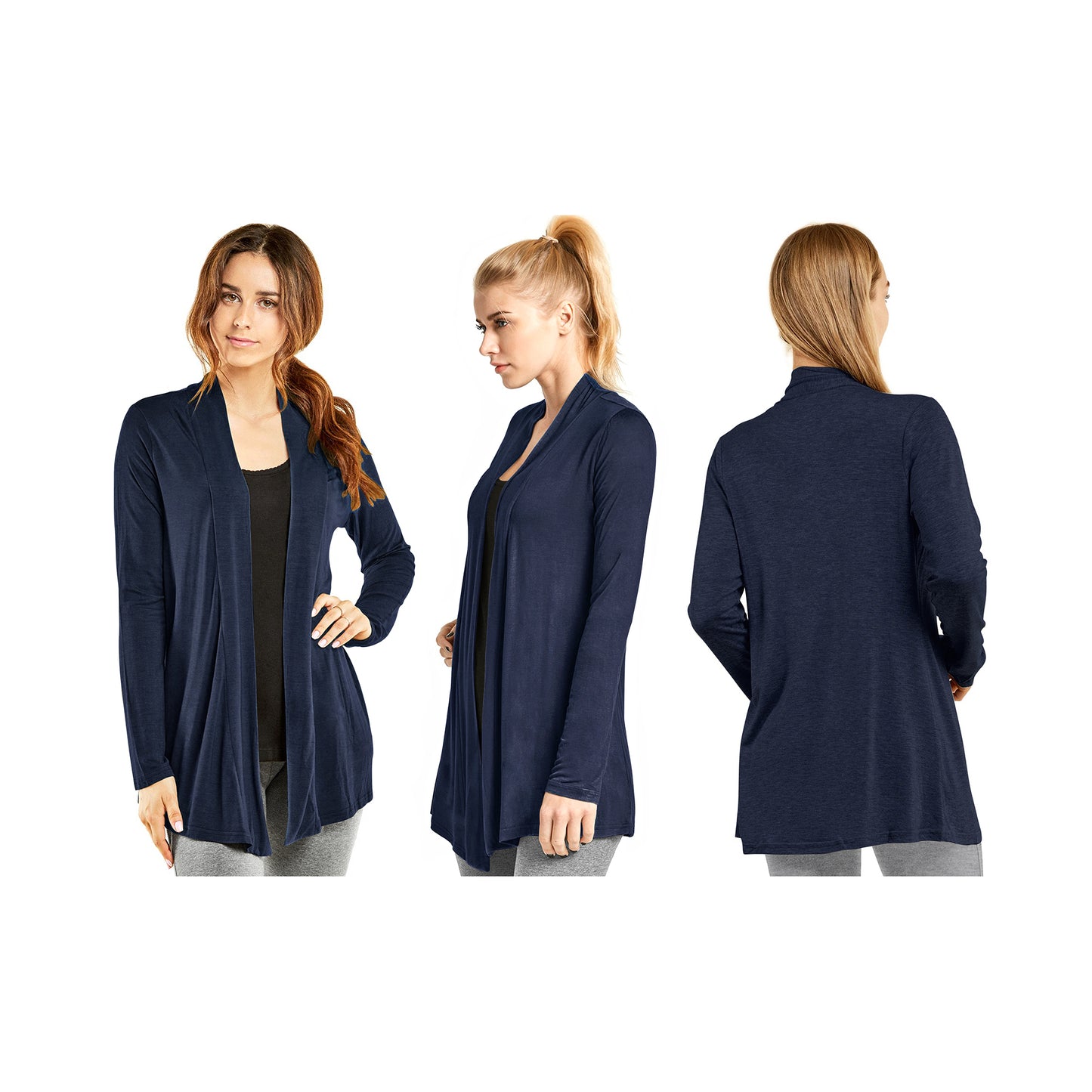 Women's Casual Long Sleeve Open Front Lightweight Drape Cardigan