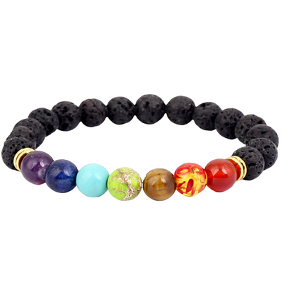 Lava Stone Chakra Diffuser Bracelet with Optional Essential Oils