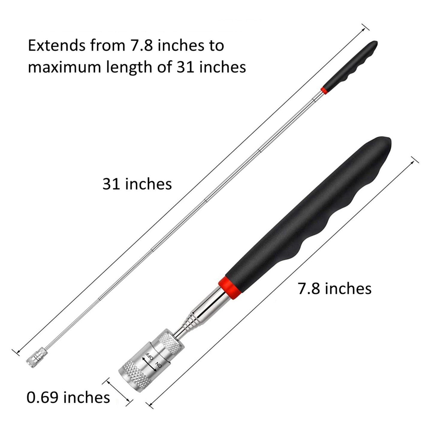 Magnetic Pick Up Tool with LED Light for Hard to Reach Places Gift for Dad (2-Pack)