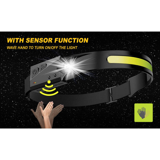 Rechargeable LED Headlamps w/ Motion Sensor Lightweight Waterproof (1 or 2 Pack)