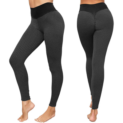 Women's High Waist Butt Lift Tummy Control Yoga Pants Textured Leggings