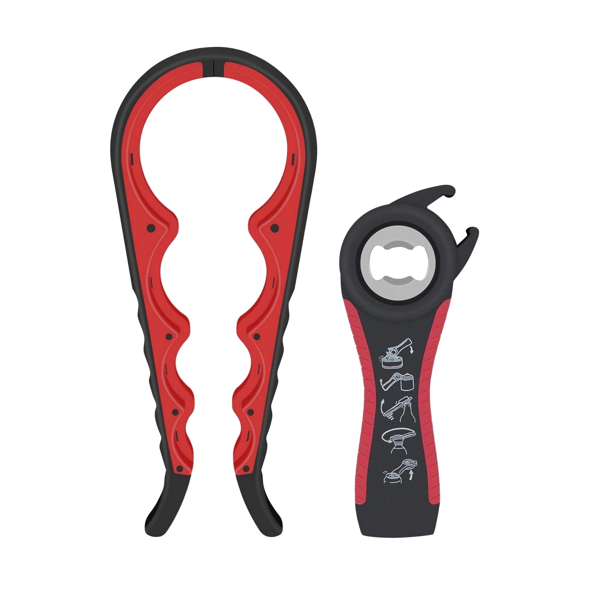 5 in 1 Multi Function Can and Jar Opener Bottle Opener Kit with Silicone Handle