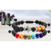 Set of 2: Lava Stone Chakra and Evil Eye Bracelet with Optional Essential Oils