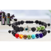 Set of 2: Lava Stone Chakra and Evil Eye Bracelet with Optional Essential Oils