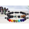 Set of 2: Lava Stone Chakra and Evil Eye Bracelet with Optional Essential Oils