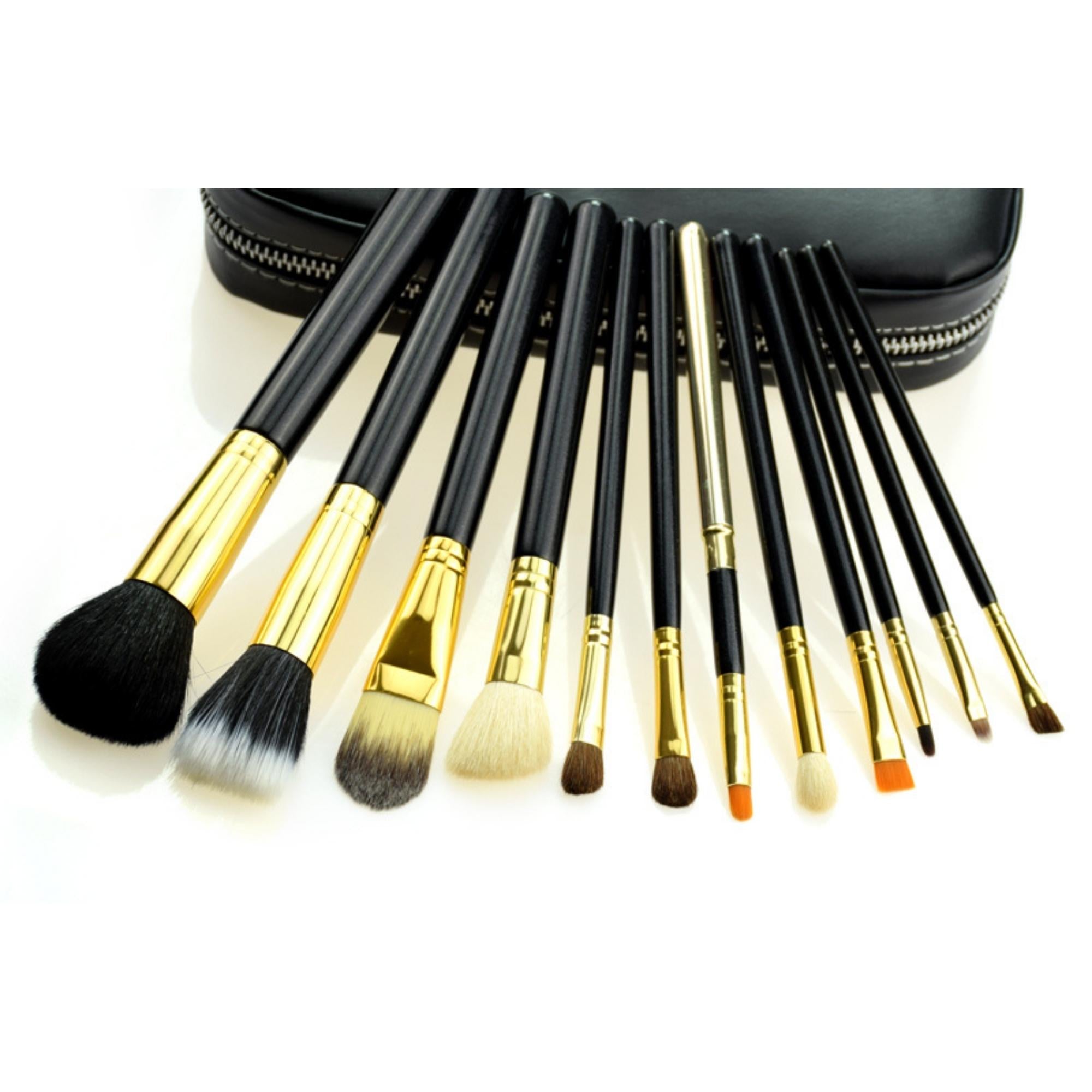 12-Piece Travel Makeup Brush Set with Case – Professional Quality, Portable, Essential Beauty Tools for On-the-Go