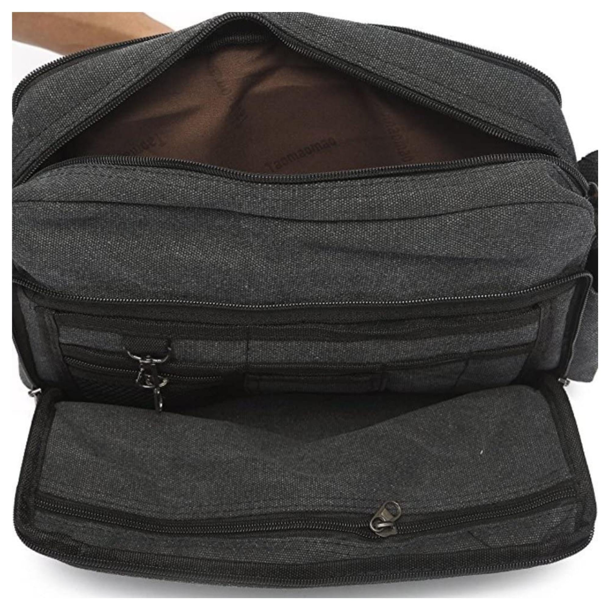 Men's Multifunctional Canvas Messenger Handbag Outdoor Sports Over Shoulder  Crossbody Side Bag