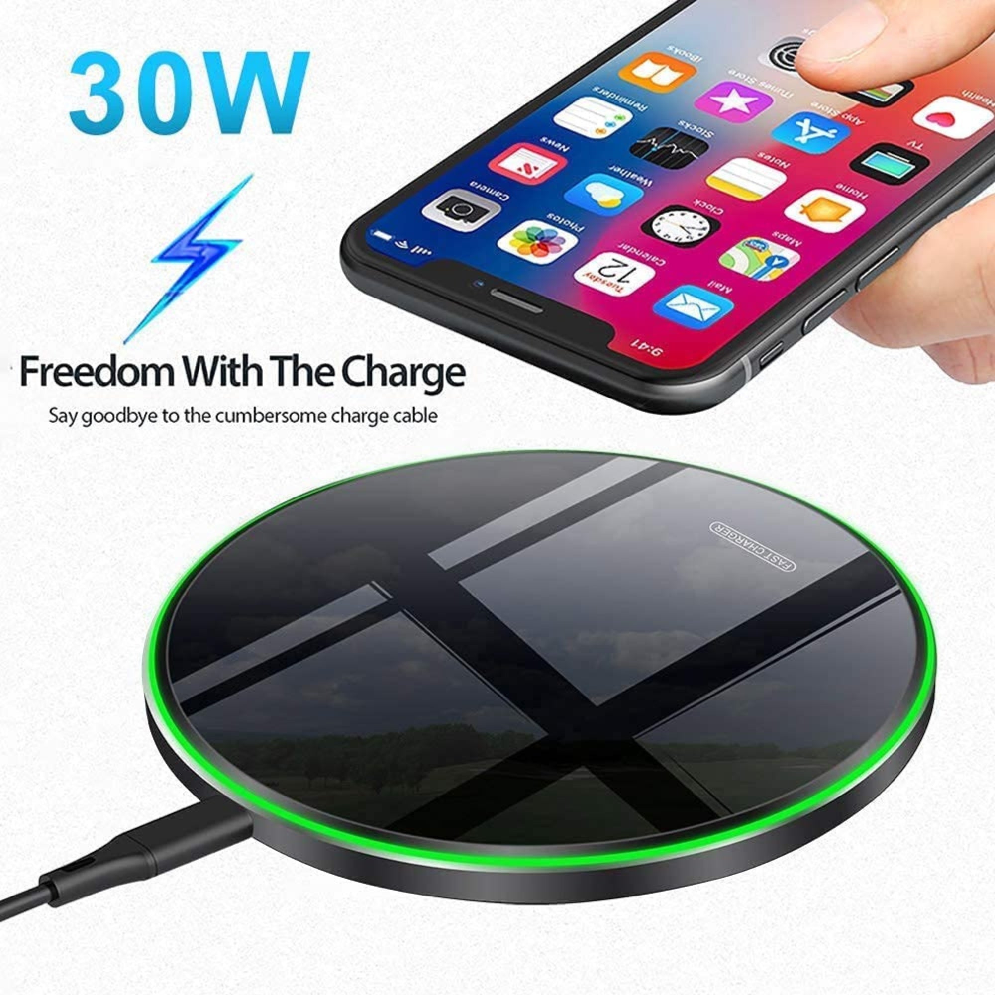 Wireless Fast Charger USB-C Port 30W
