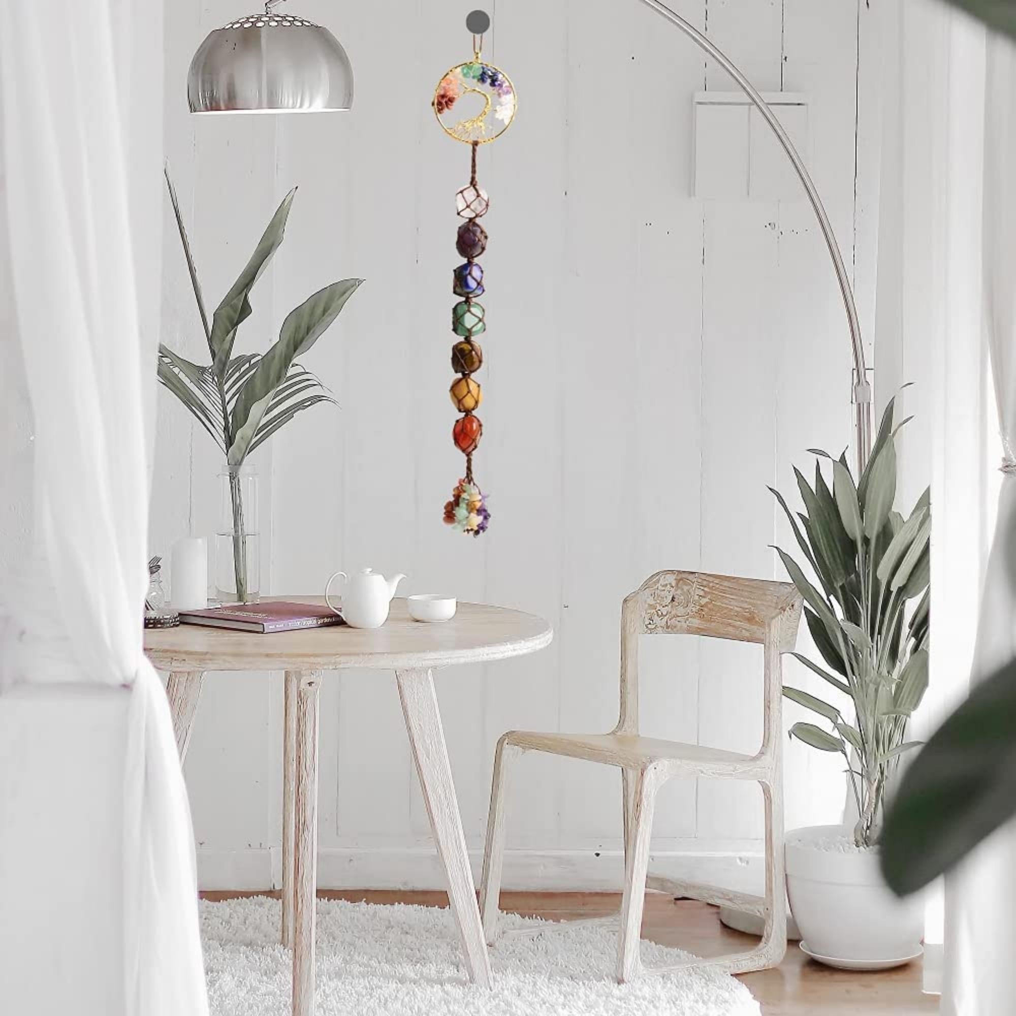 New 7 Chakra Car Hanging Pendant With Tree Of Life Pendant, Chakra Healing Gemstone Ornaments