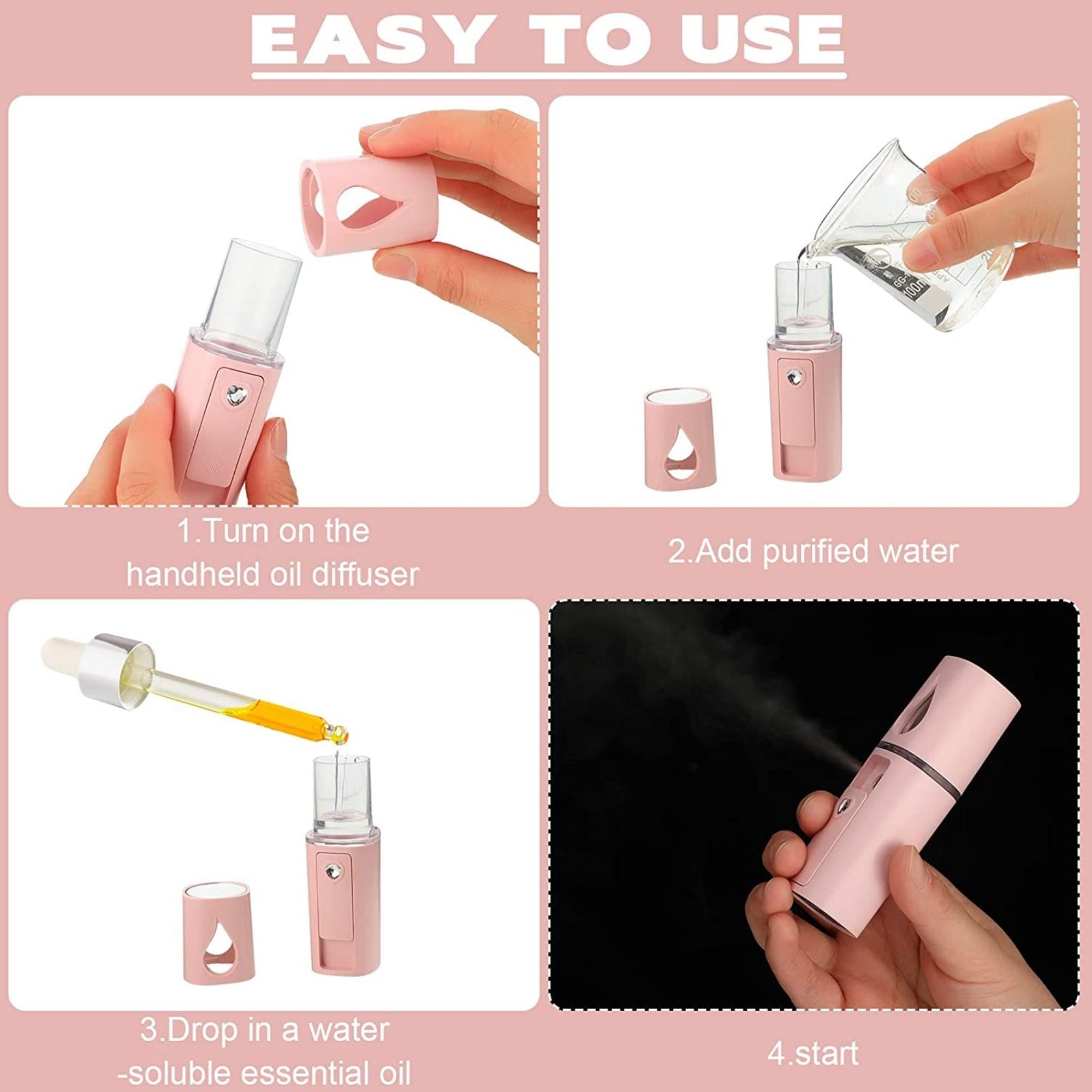 Handheld Personal Diffuser 2 Pack Portable Diffuser for Essential Oils Aromatherapy Diffuser Pocket Size for Desk Office Travel Car with 2 USB Cable