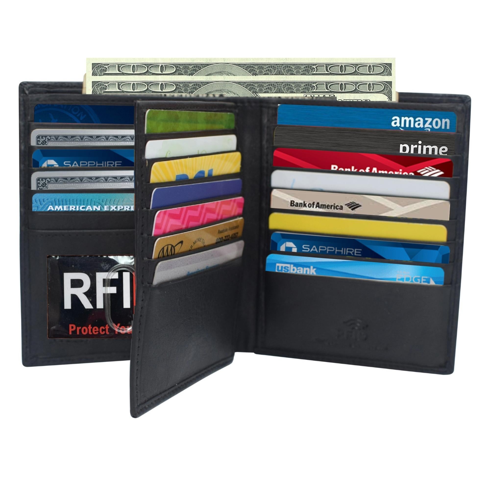 RFID Blocking Bifold Premium Leather Wallet & Vaccination Card Holder