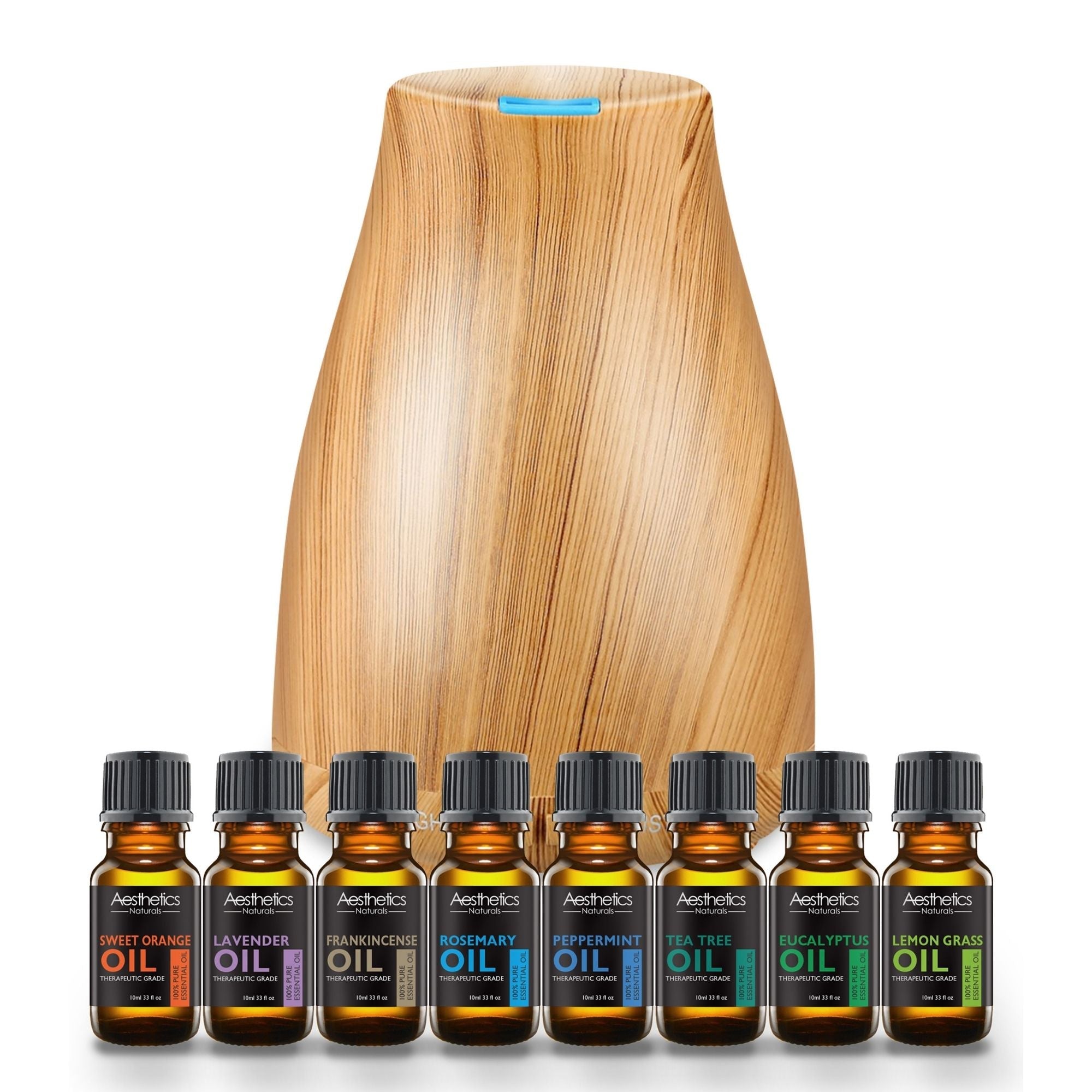 Aesthetics Ultrasonic Wood-Finish Aroma Diffuser with Optional Oils