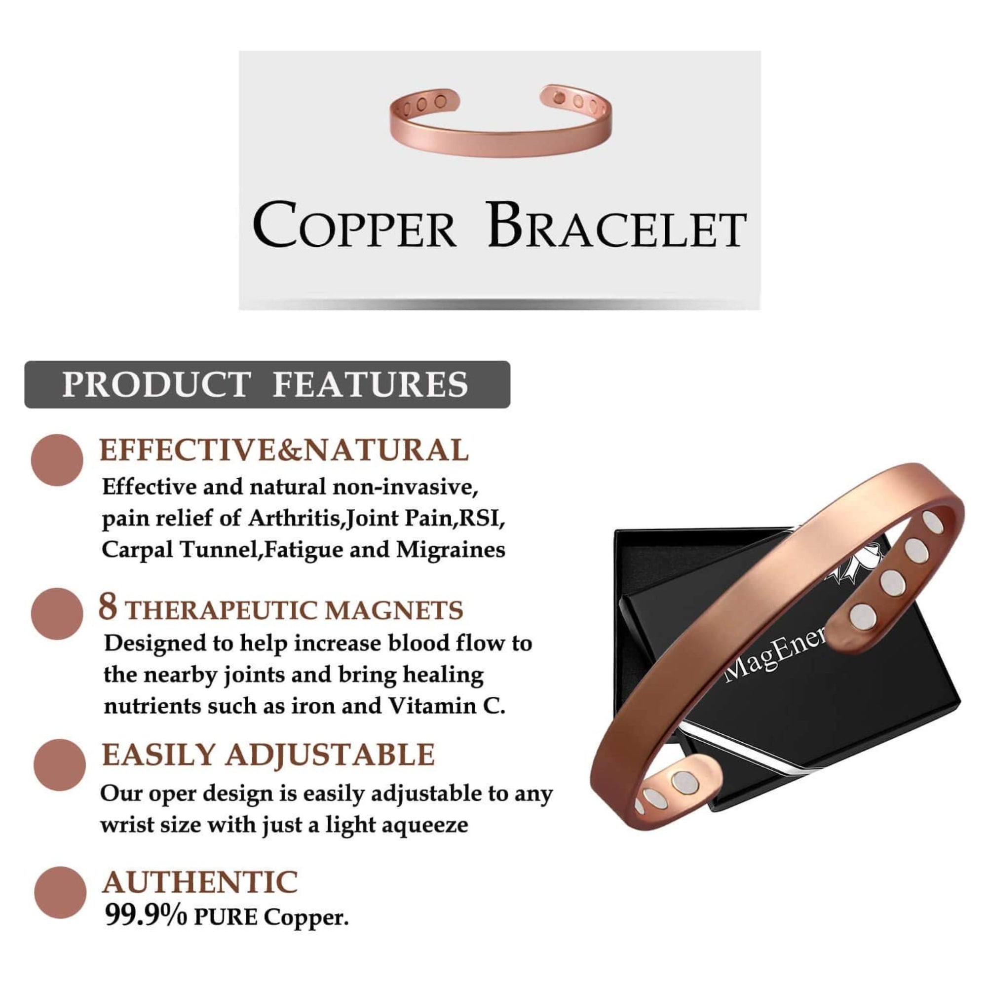 Copper Magnetic Bracelet for Men and Women