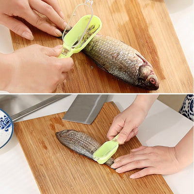 Fish Cleaning Scraping Scales With Knife