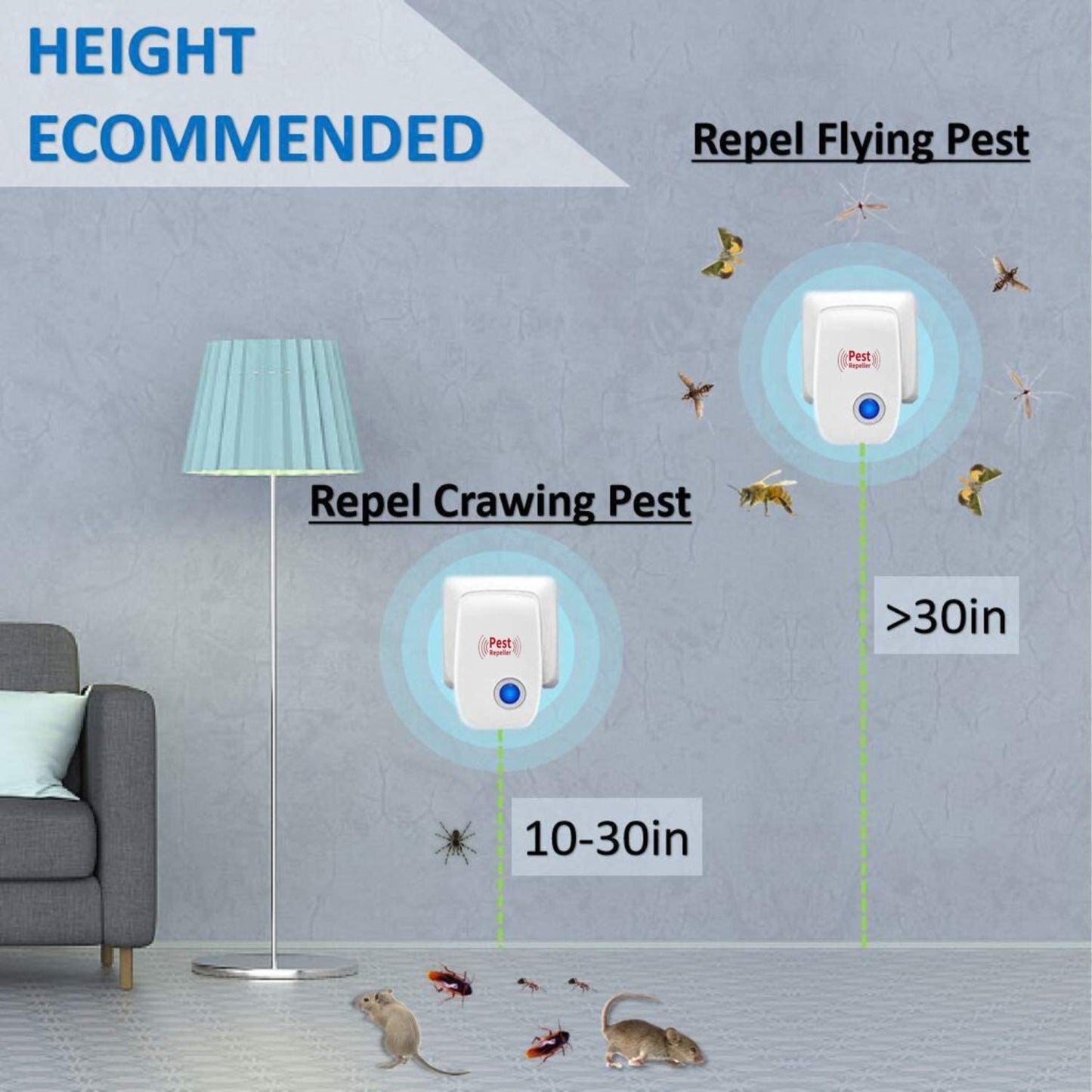 6-Pack Electronic Pest Control Ultrasonic Repeller