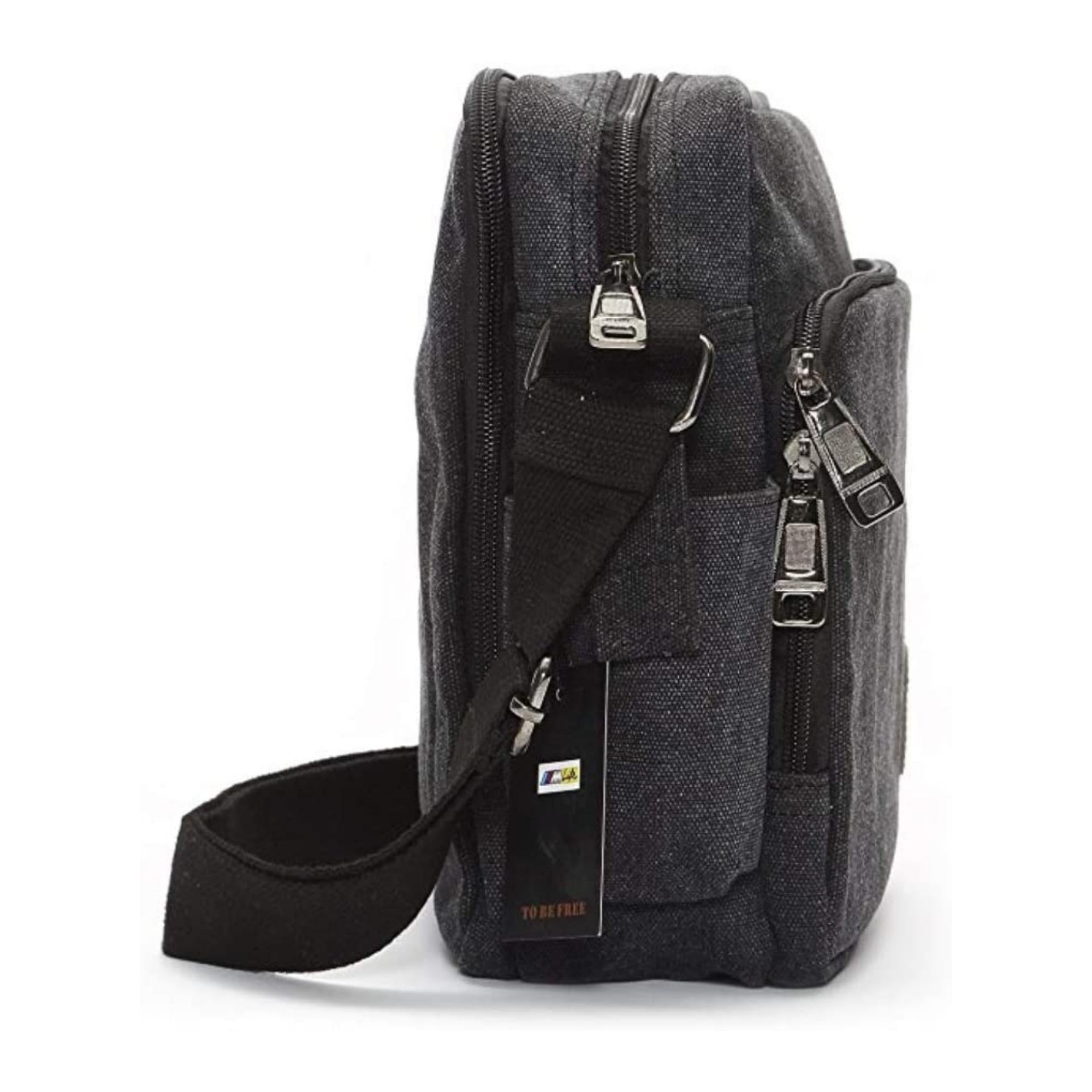 Men's Multifunctional Canvas Messenger Handbag Outdoor Sports Over Shoulder Crossbody Side Bag