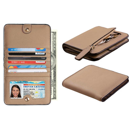 Women's Luxury Compact Faux Leather Bifold rfid Blocking Wallet