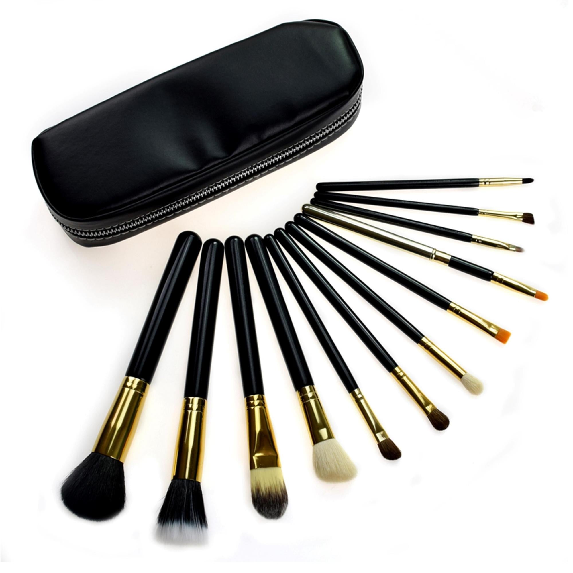 12-Piece Travel Makeup Brush Set with Case – Professional Quality, Portable, Essential Beauty Tools for On-the-Go