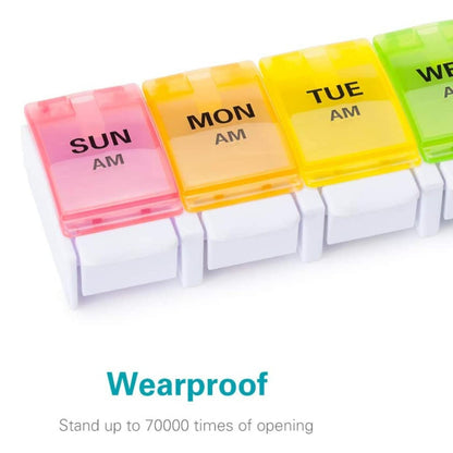 AM PM Weekly 7 Day Colorful Pill Organizer