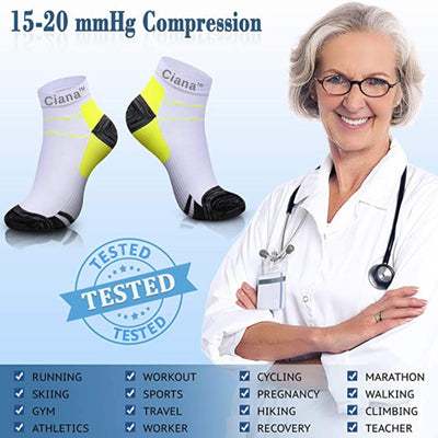 Ankle-Length Compression Socks (6-Pairs)