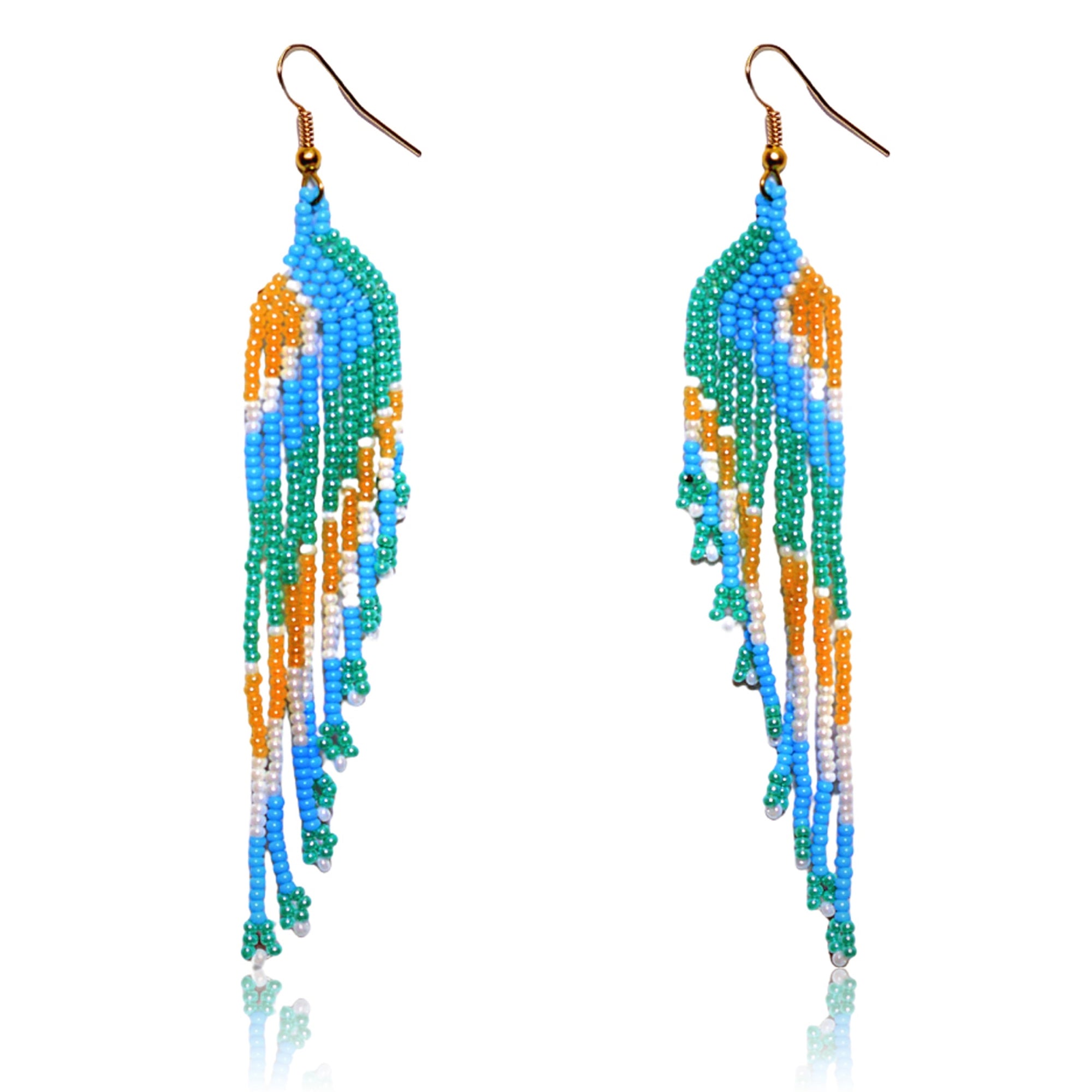 Native Handmade Bohemian Beaded Large Statement Chandelier Drop Earrings