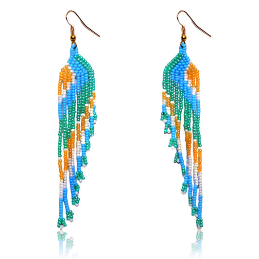 Native Handmade Bohemian Beaded Large Statement Chandelier Drop Earrings