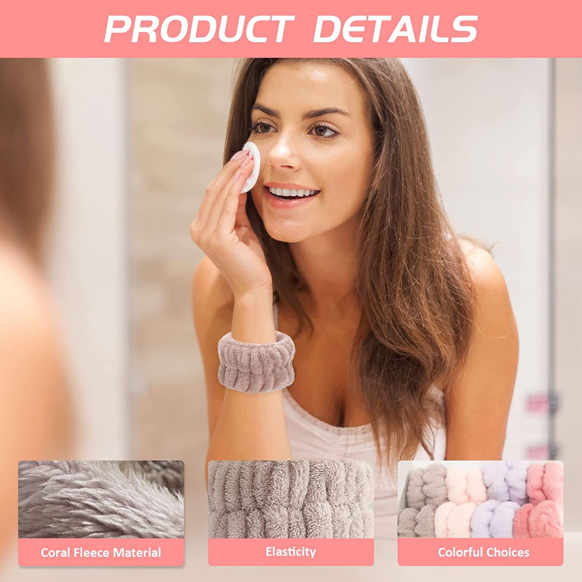 3-Pairs Wrist Wash Towel Band Wristband Scrunchies for Washing Face