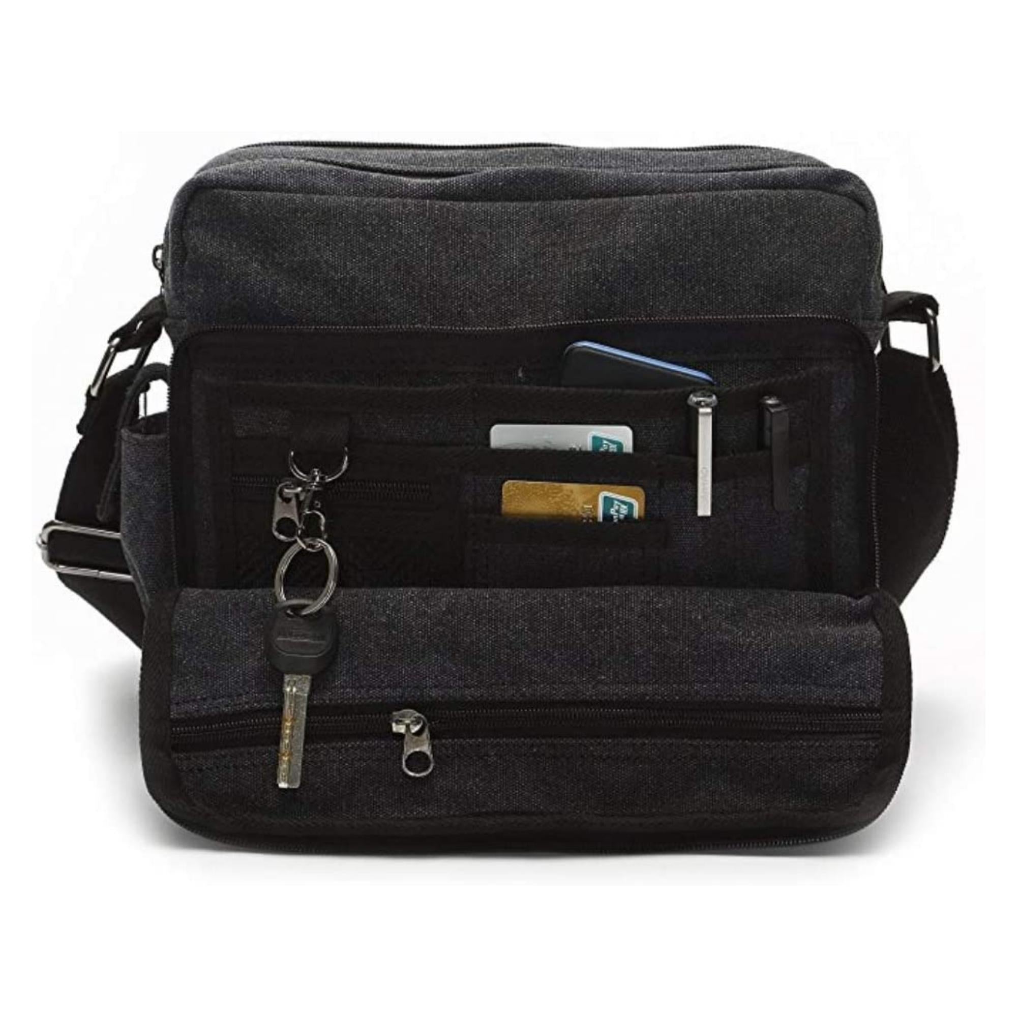 Men's Multifunctional Canvas Messenger Handbag Outdoor Sports Over Shoulder Crossbody Side Bag