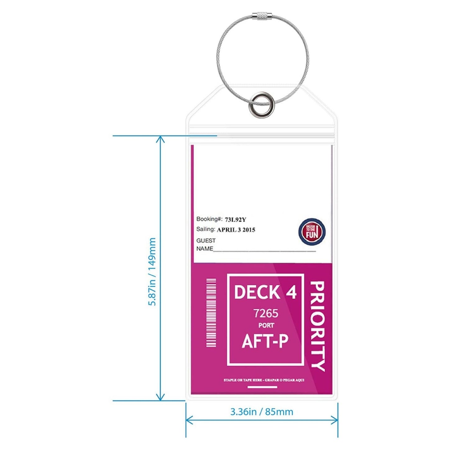 Cruise Luggage Tag Holder Zip Seal & Steel Loops (4-Pack)