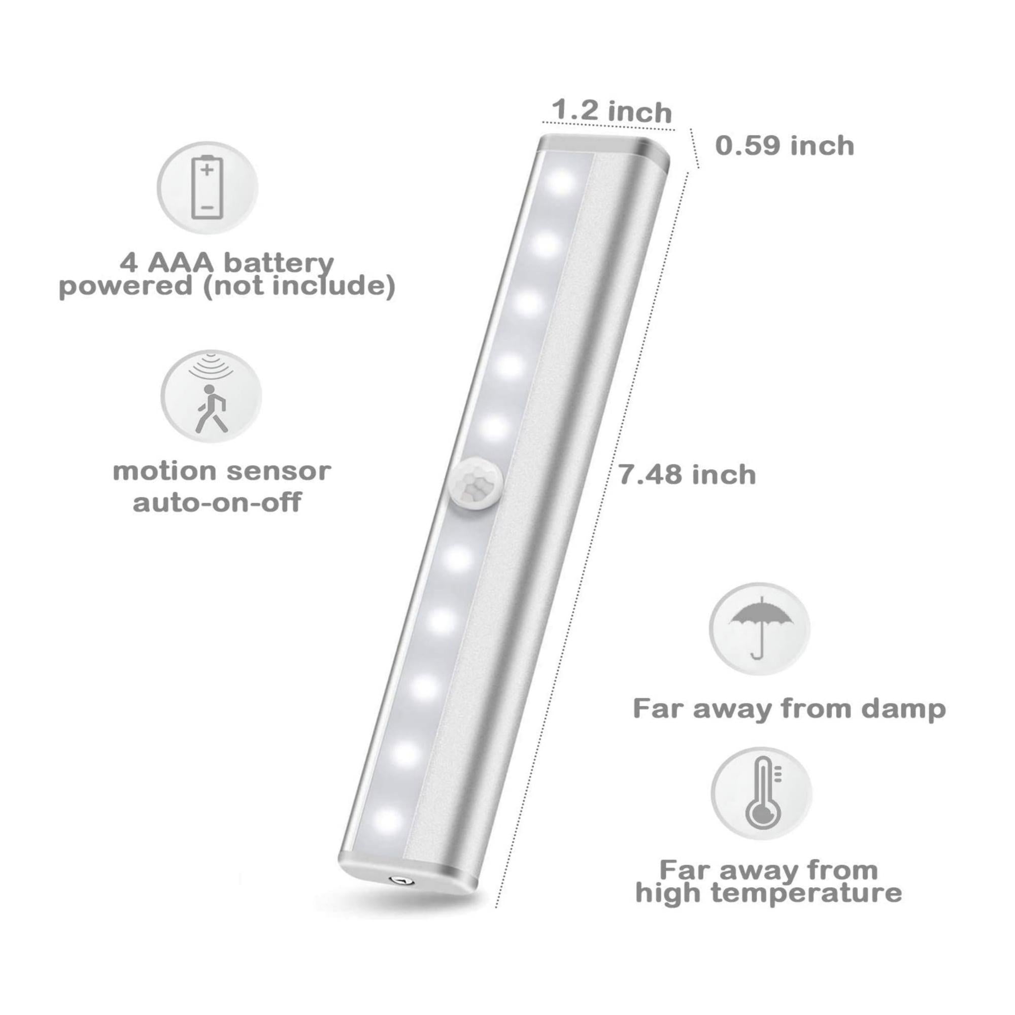 10 LED Motion Sensor Stick-On Light Bar (3 Pack)