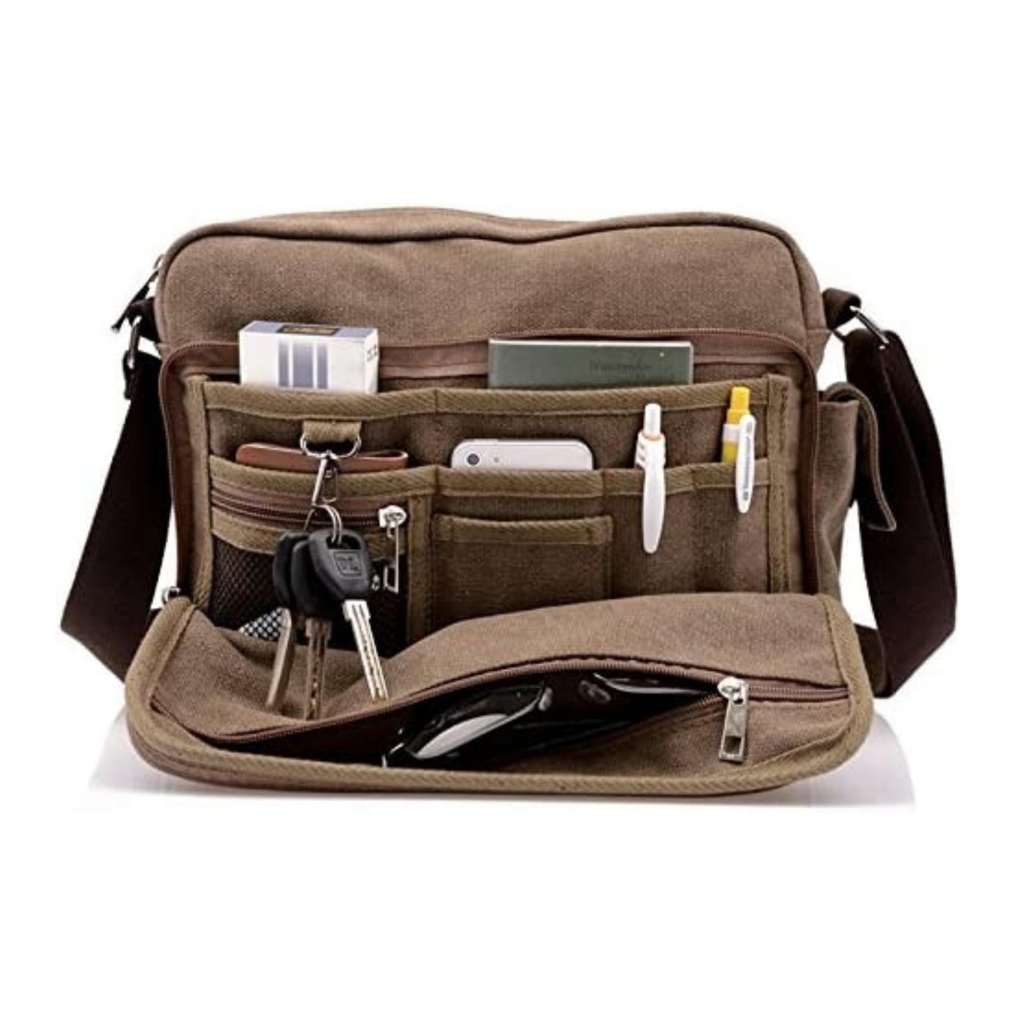 Men's Multifunctional Canvas Messenger Handbag Outdoor Sports Over Shoulder Crossbody Side Bag
