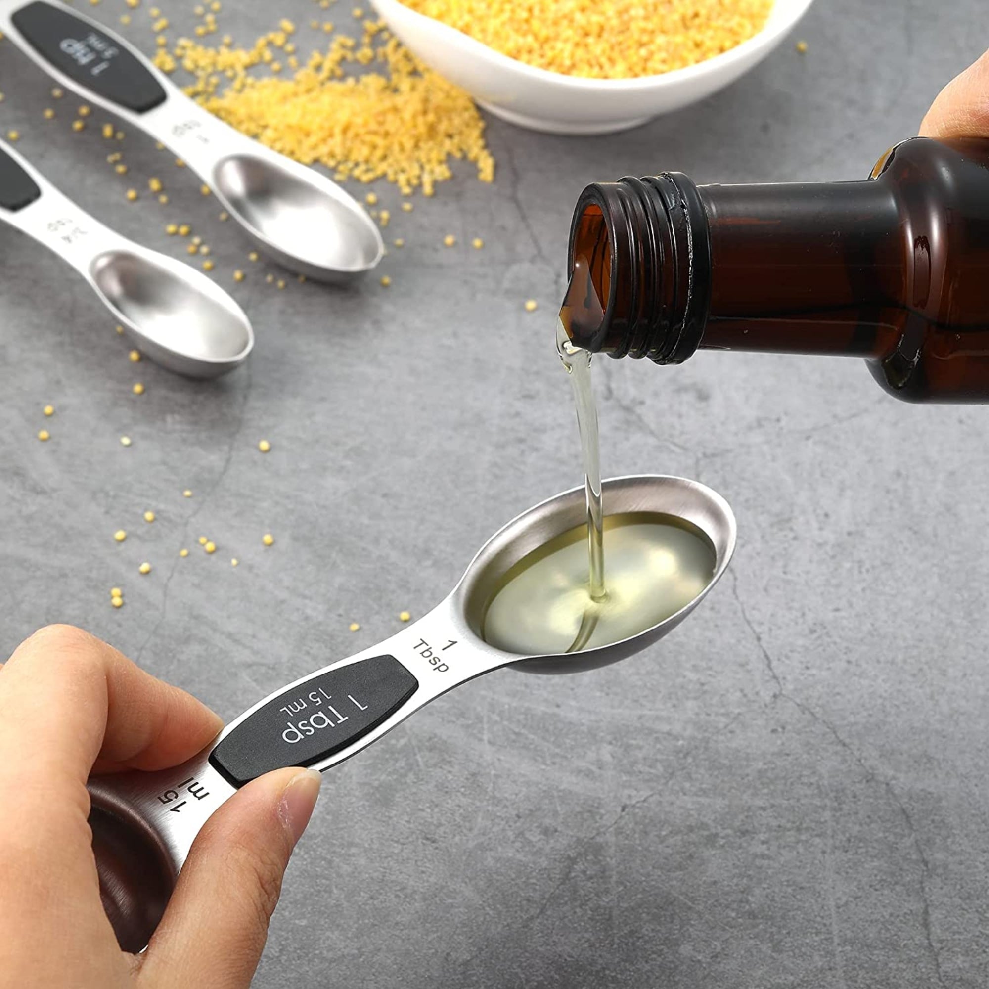 Dual Sided Stainless Steel Magnetic Measuring Spoons