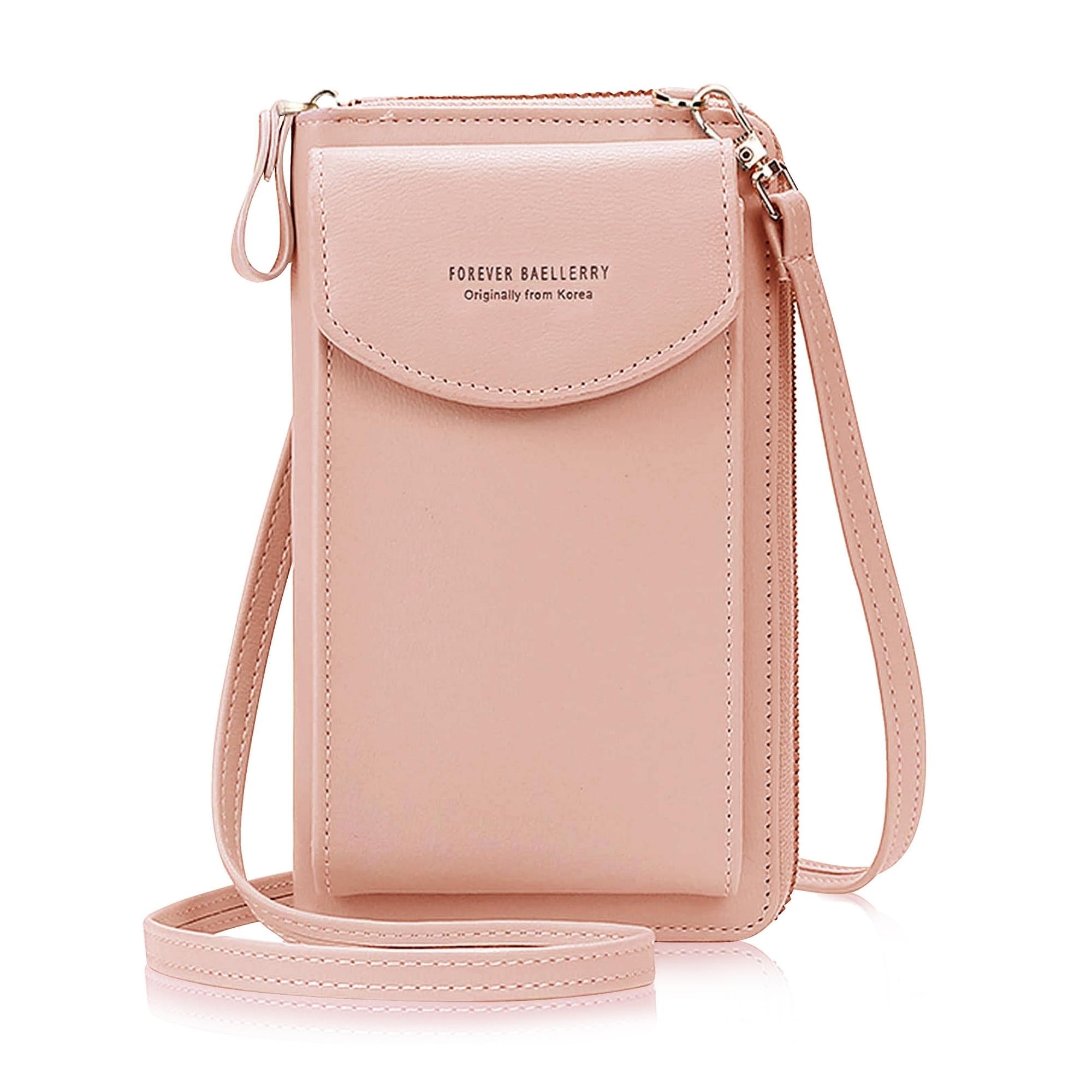 Faux Leather Portable Crossbody Shoulder Bag Cell Phone Purse