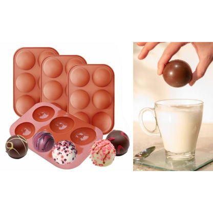 3-Pack: Semi Sphere Silicone Mold, Baking Mold for Making Hot Chocolate Bomb, Cake, Jelly, Dome Mousse