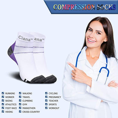 Ankle-Length Compression Socks (6-Pairs)