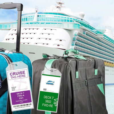 Cruise Luggage Tag Holder Zip Seal & Steel Loops (4-Pack)