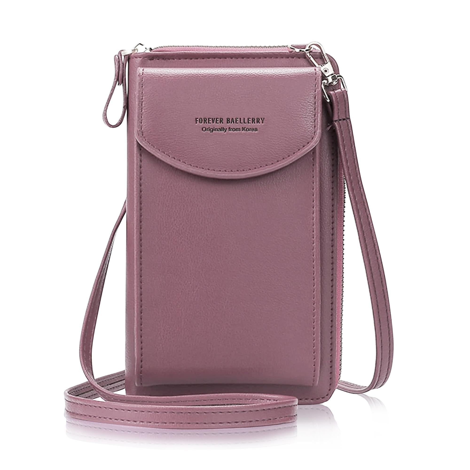 Faux Leather Portable Crossbody Shoulder Bag Cell Phone Purse