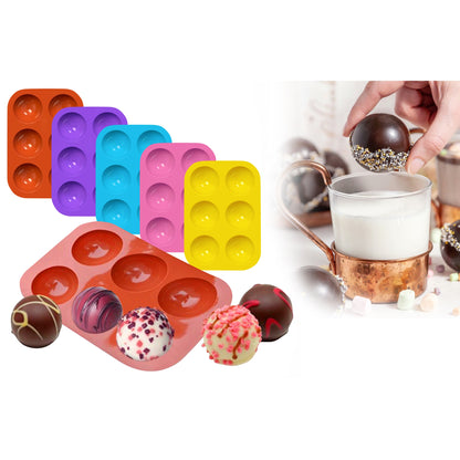 3-Pack: Semi Sphere Silicone Mold, Baking Mold for Making Hot Chocolate Bomb, Cake, Jelly, Dome Mousse