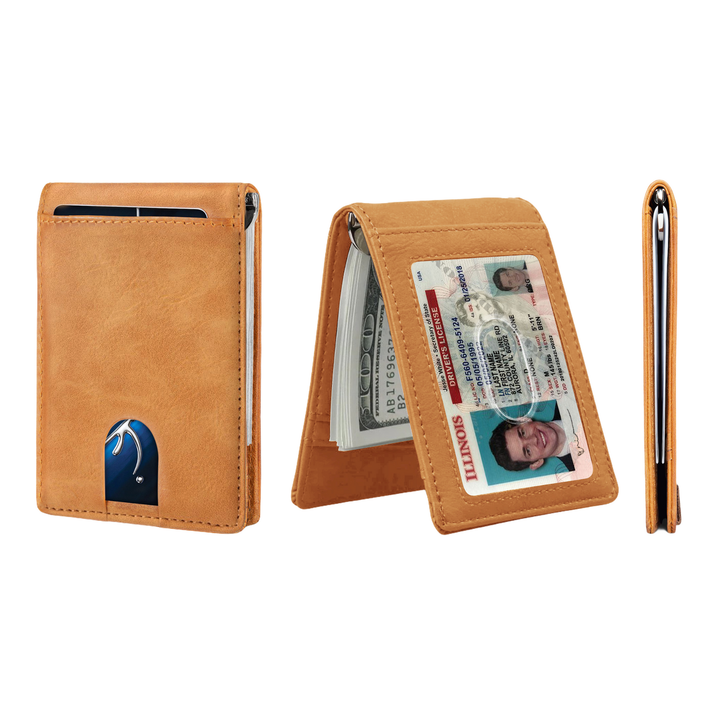 Ciana RFID Blocking Slim Bifold Leather Minimalist Front Pocket Wallets For Men with Money Clip