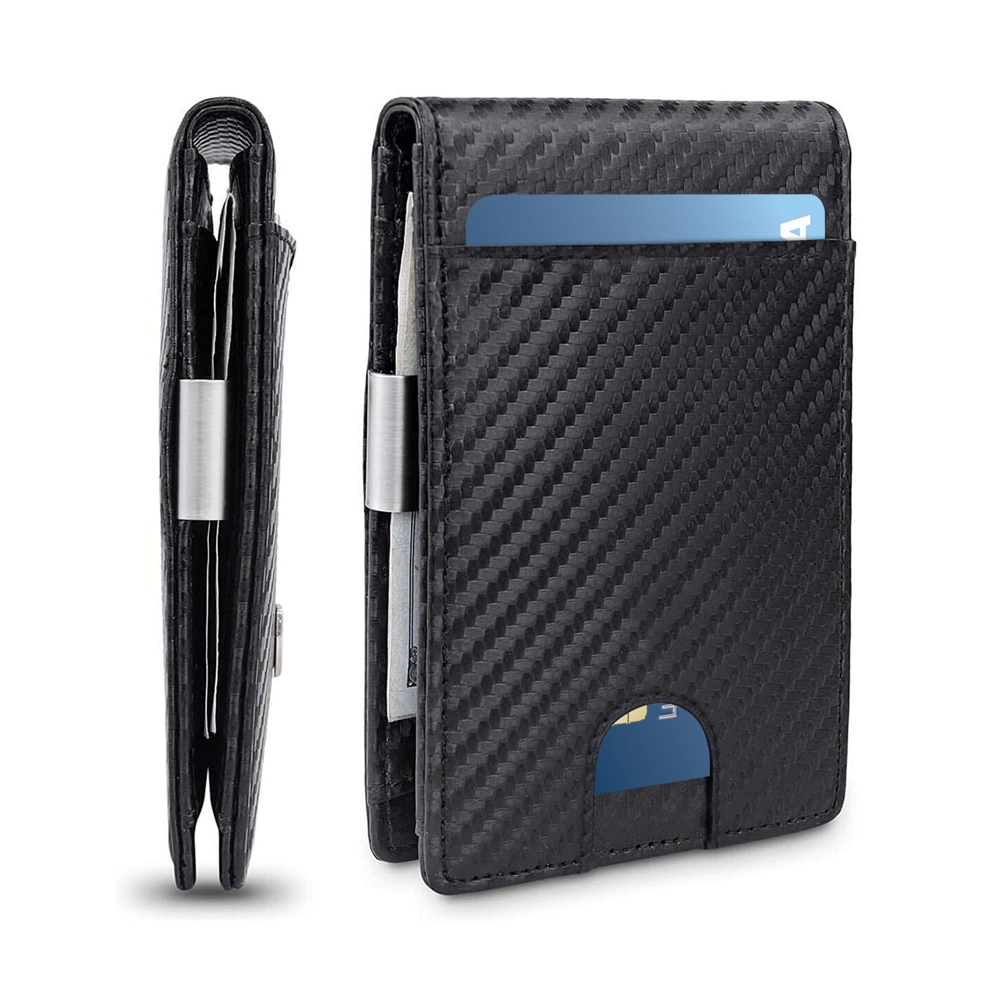 Men Slim Minimalist Wallet with 7 Slots RFID Blocking and Money Clip