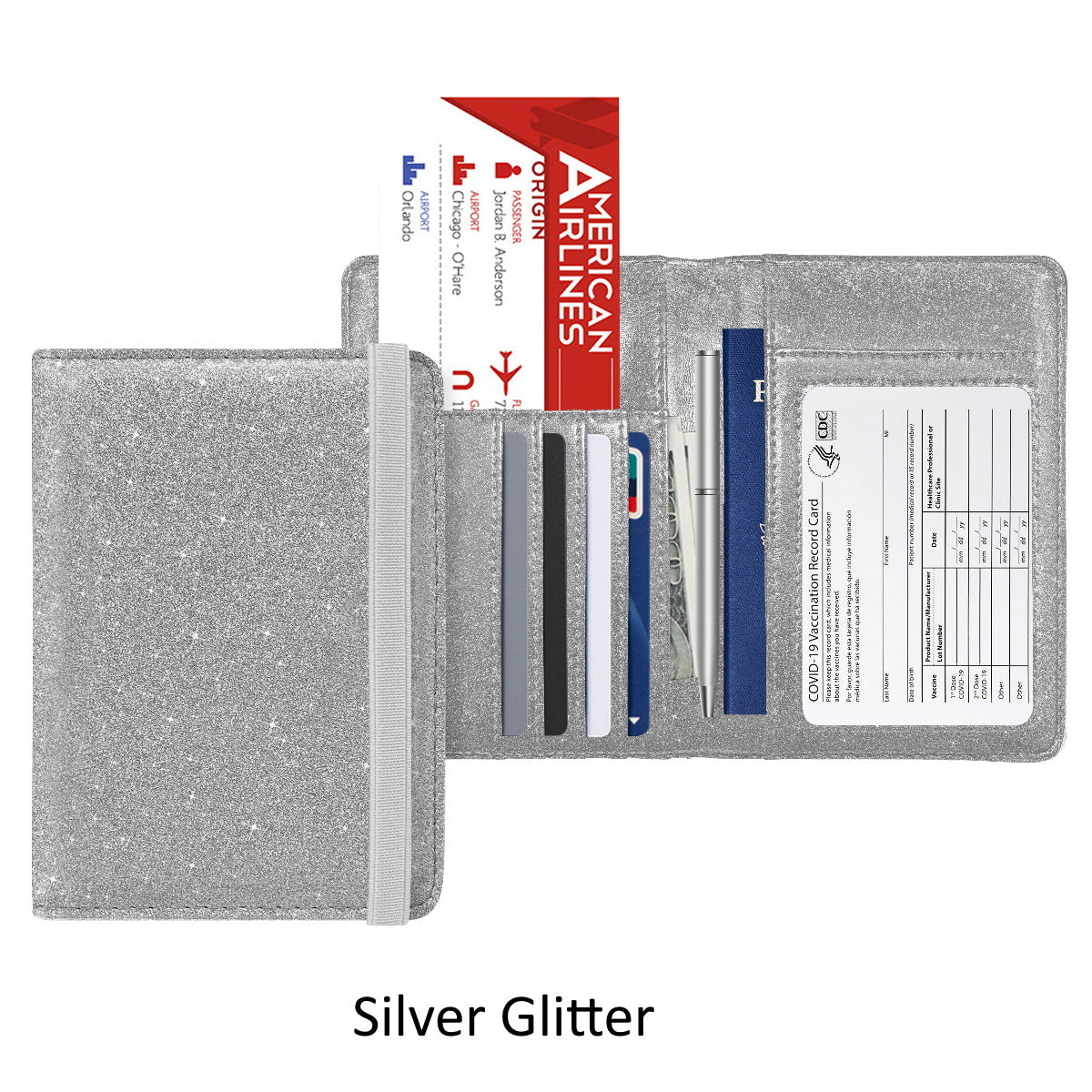 PU Leather RFID Passport and Vaccine Card Holder Combo