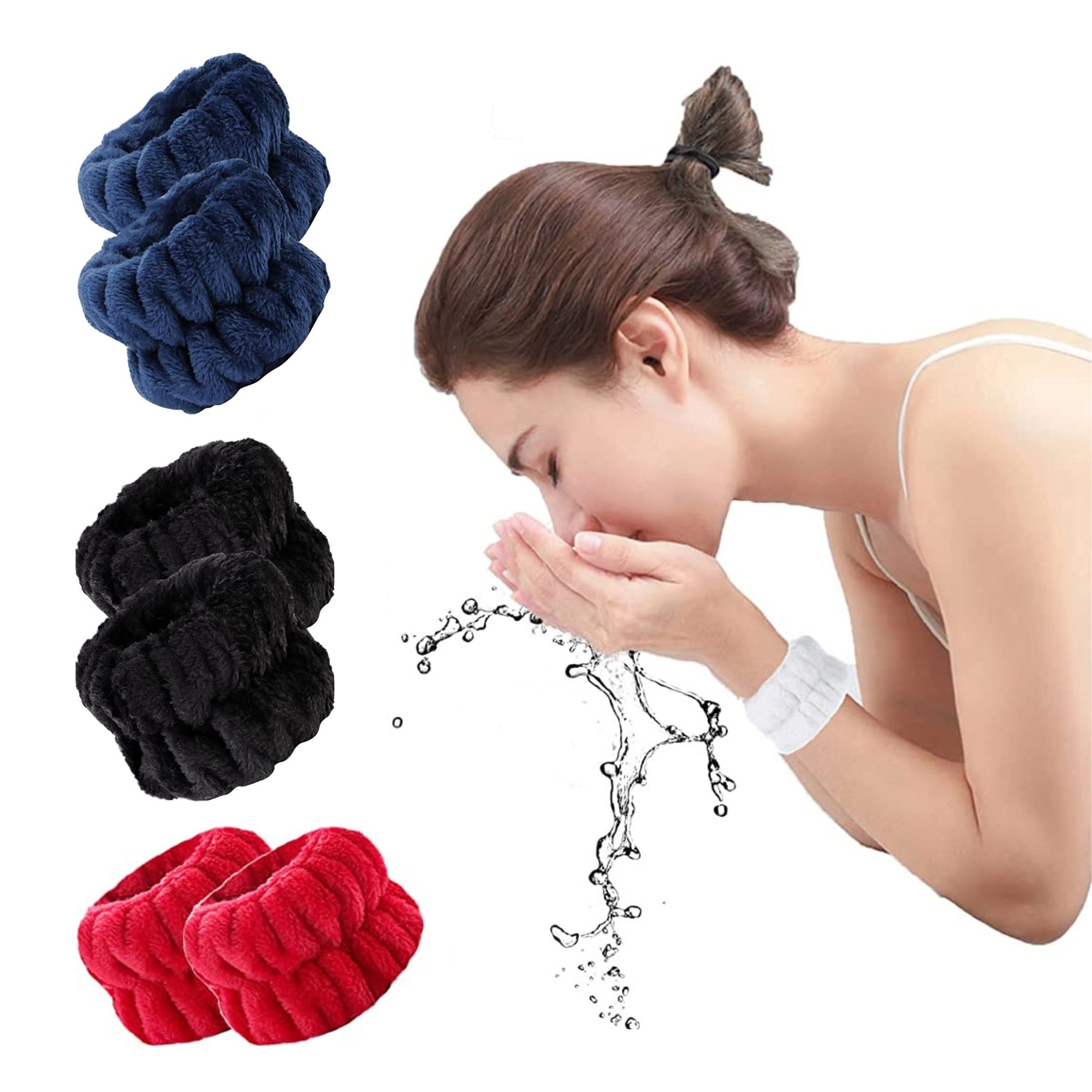 3-Pairs Wrist Wash Towel Band Wristband Scrunchies for Washing Face