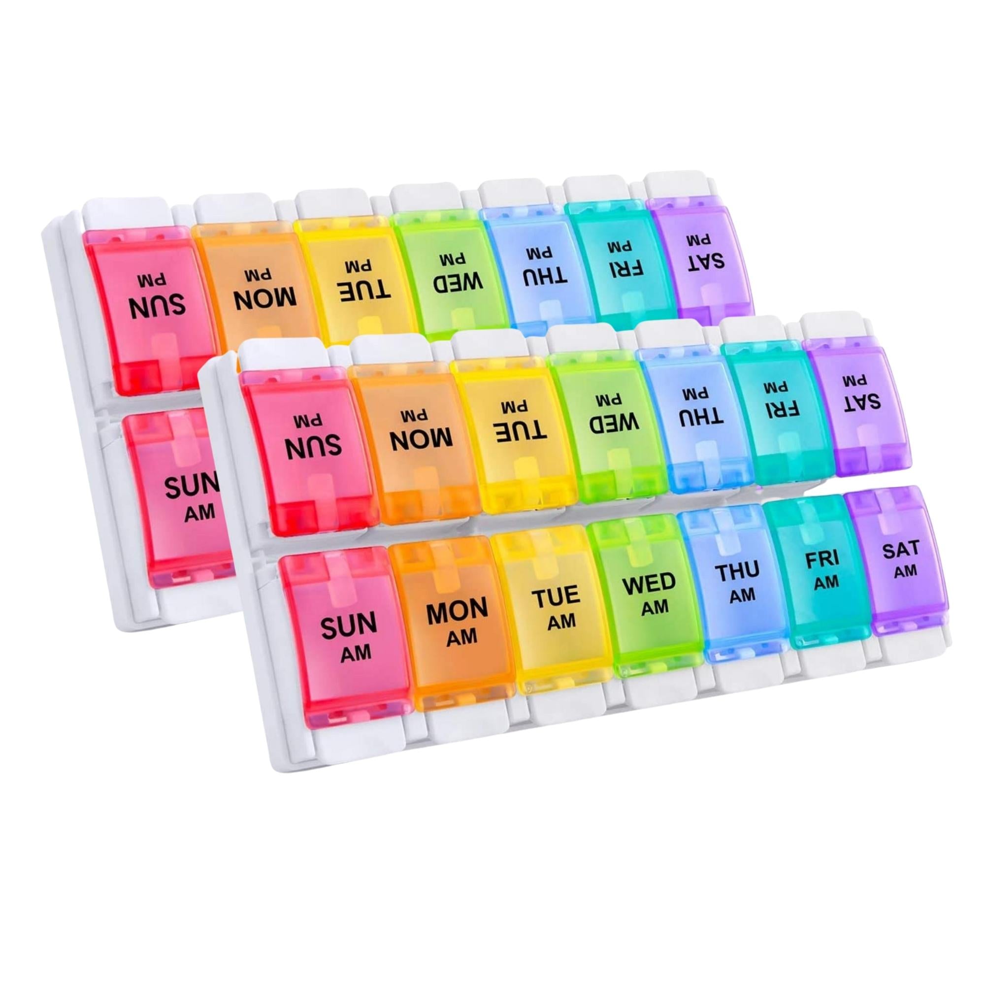 AM PM Weekly 7 Day Colorful Pill Organizer (2-pack)