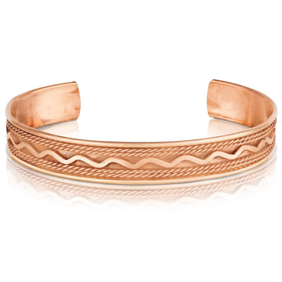 Pure Copper Bracelets with Adjustable Rope Inlay